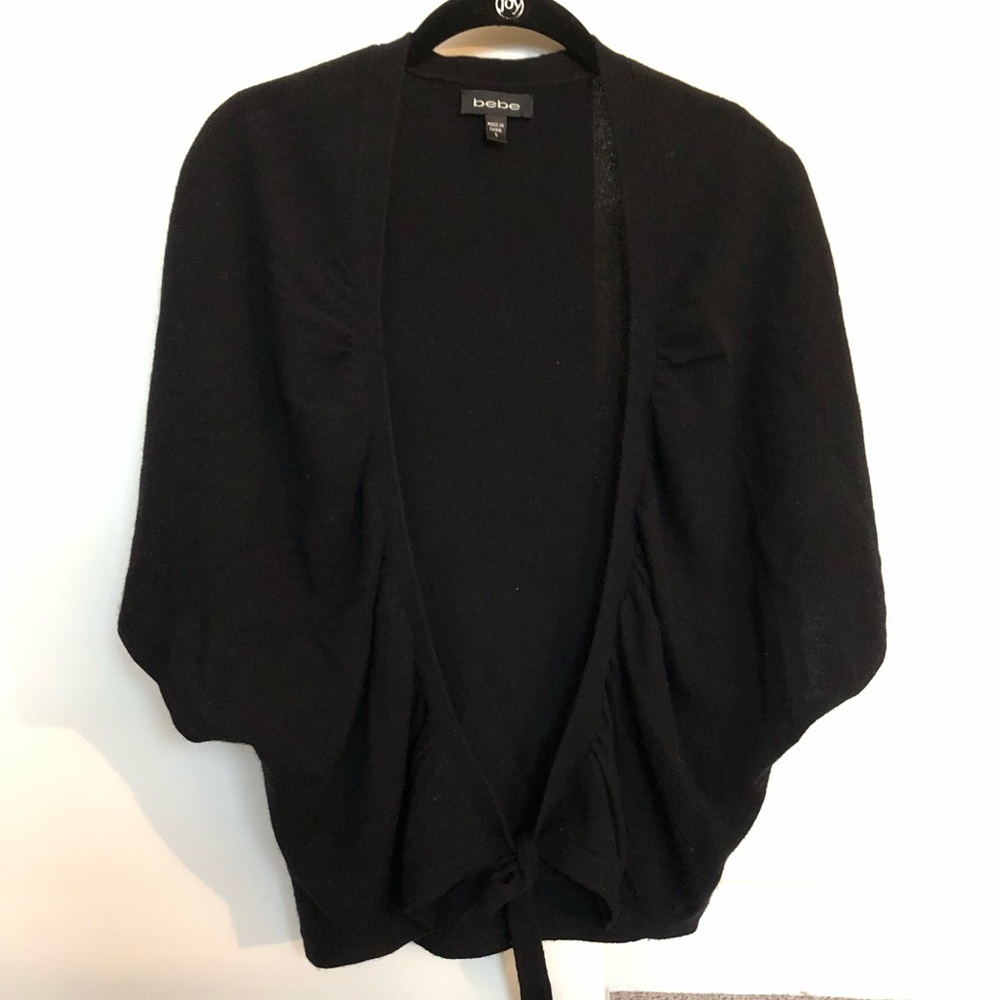 Bebe 100% Cashmere Kimono-Style shawl Black Sz Sm